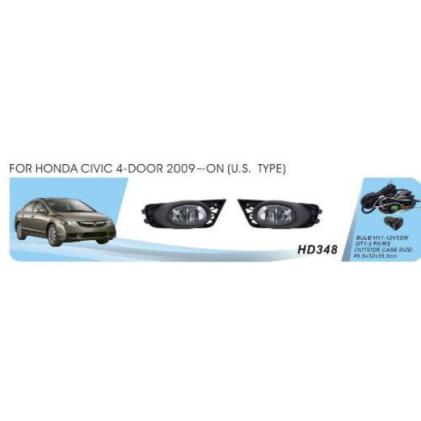 LED Протитуманні фари Honda Civic 2006-2012 USA H11-12V 55W з проводкою Комплект (HD-348W)