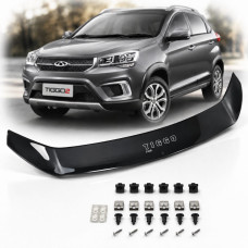 Дефлектор капота мухобойка Chery Tiggo 2 2017- Евро S Крепление (Vip Tuning) CR20S
