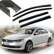 Дефлектори вікон вітровики Benke для Volkswagen Passat B7 NMS США 2014- Антихром (Тенмний Молдинг Нержавіюча сталь 3D)