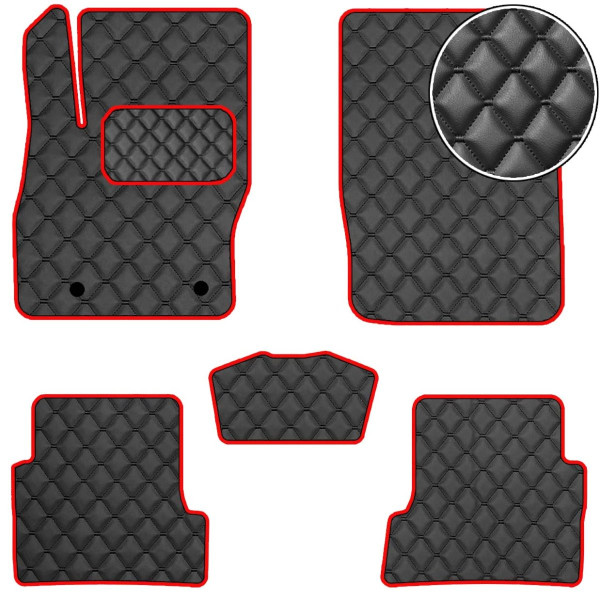 Коврики в салон для Ford Focus II 2004-2010 Экокожа Красные 5 шт (Rombus)