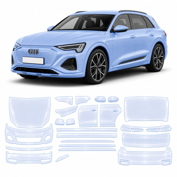 Антигравийная защитная бронепленка по лекалам для Audi Q8 e-tron GE facelift 2023-2025 - полный кузов