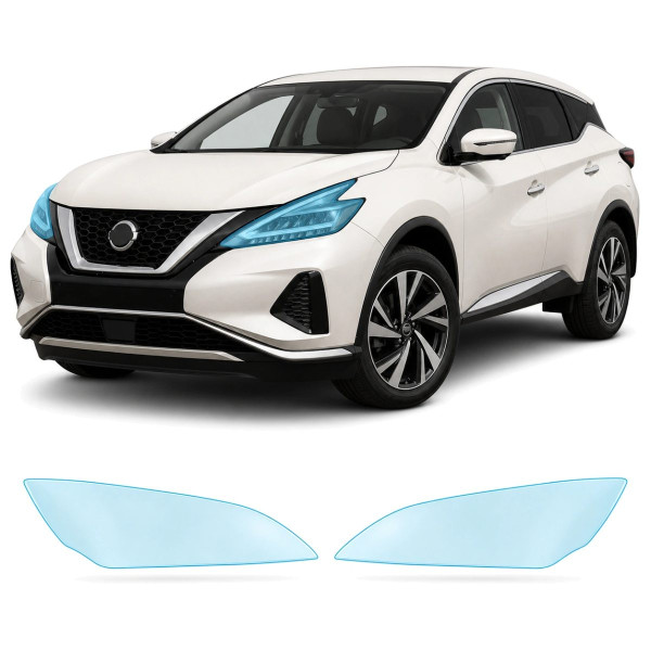 Антигравийная защитная бронепленка по лекалам для Nissan Murano Z52 facelift 2019-2024 - оптика (фары и ПТФ)