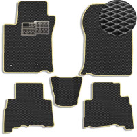 Коврики в салон EVA для Toyota Prado 150 2010-2021 (Металлический подпятник) Черные-Бежевый кант 5 шт