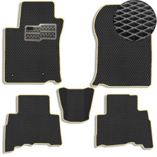 Коврики в салон EVA для Toyota Prado 150 2010-2021 (Металлический подпятник) Черные-Бежевый кант 5 шт
