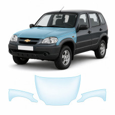 Антигравийная защитная бронепленка по лекалам для Chevrolet Niva I facelift 2009-2020 - капот и передние крылья
