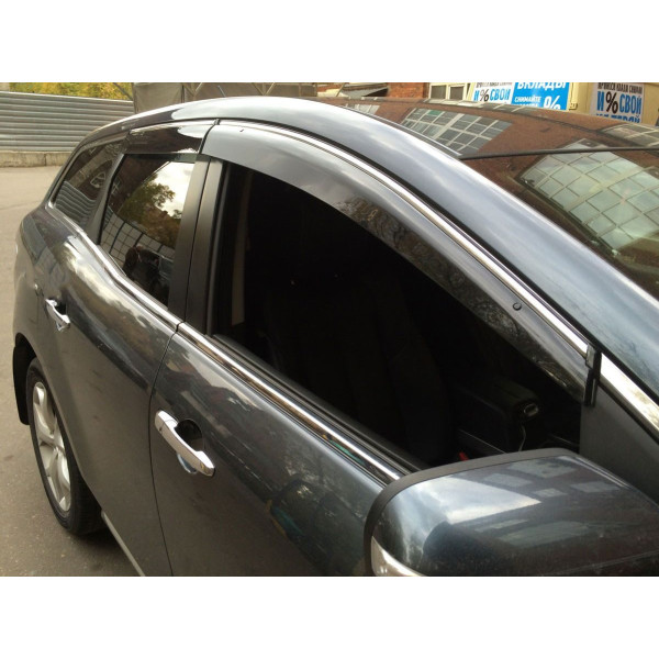 Дефлекторы окон ветровики Mazda CX-7 2006- Хром молдинг