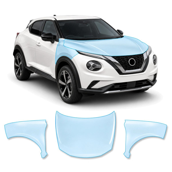 Антигравийная защитная бронепленка по лекалам для Nissan Juke F16 2019-2024 - капот и передние крылья