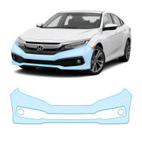 Антигравийная защитная бронепленка по лекалам для Honda Civic X facelift 2019-2021 - передний бампер
