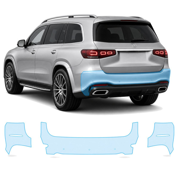 Антигравийная защитная бронепленка по лекалам для Mercedes-Benz GLS X167 facelift 2023- задний бампер