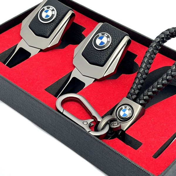 Подарунковий набір №1 для BMW з заглушок і брелка з логотипом Темный хром
