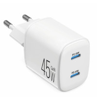 Сетевое зарядное устройство Brevia ePowerGaN PD45W 2xUSB-C белый 44045GDCW