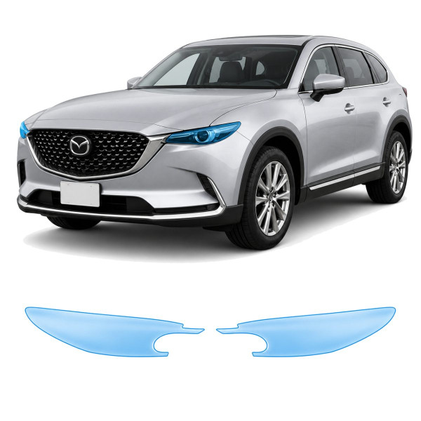 Антигравийная защитная бронепленка по лекалам для Mazda CX-9 TC facelift 2020-2023 - оптика (фары и ПТФ)