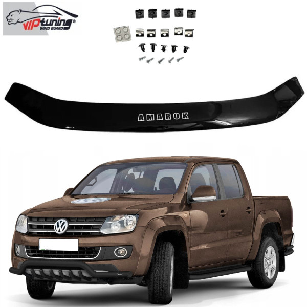 Дефлектор капоту мухобійка Volkswagen Amarok 2010- Євро Кріплення (Vip Tuning) VW40