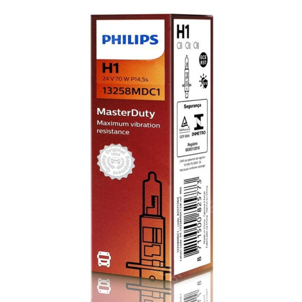 Автолампа галогенна Philips MasterDuty H1 24V 70W 3200K P14.5s 1шт (13258MDC1)