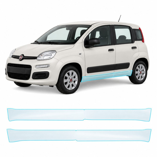 Антигравийная защитная бронепленка по лекалам для Fiat Panda III 2011-2024 - нижняя зона кузова пороги