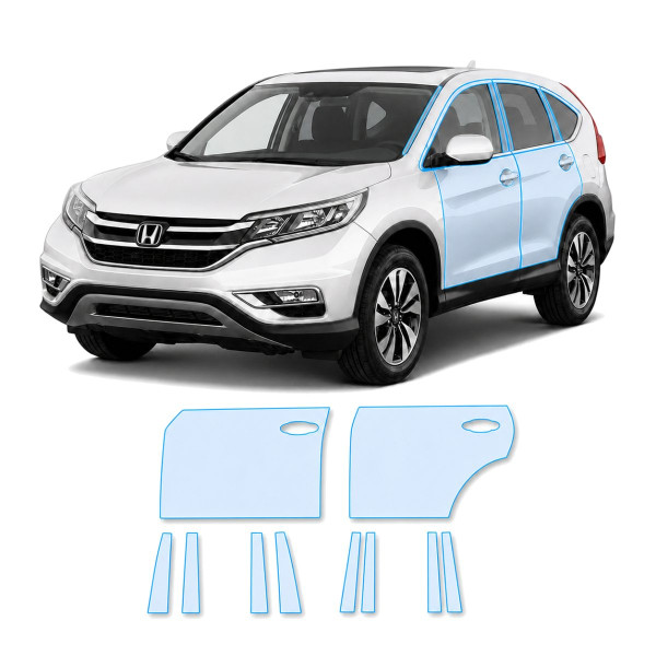 Антигравийная защитная бронепленка по лекалам для Honda CR-V IV facelift 2015-2018 - зоны дверей и стойки окон