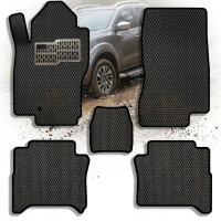 Коврики в салон EVA для Nissan Navara III (D40) Double Cab 2005- с подпятником Черные 5 шт