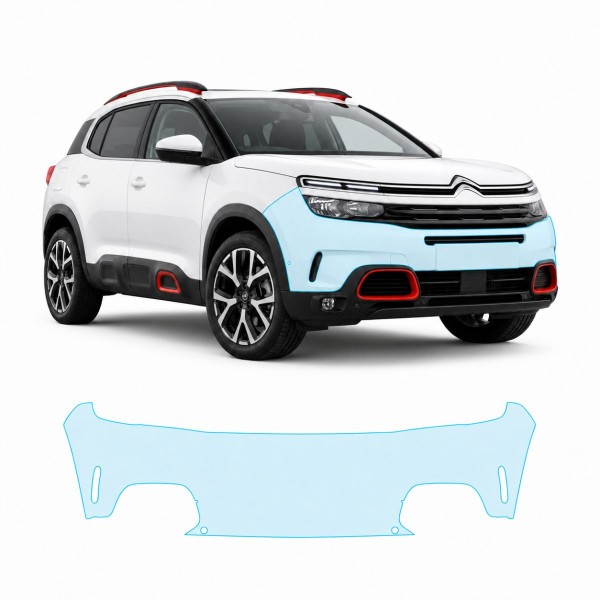 Антигравийная защитная бронепленка по лекалам для Citroen C5 Aircross I 2017-2021 - передний бампер