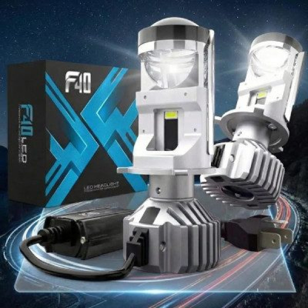 LED лампы автомобильные F40 H4 140W 16000lm 6000K (Линзованные D40 мм С Обманкой Canbus)