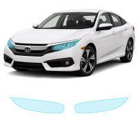 Антигравийная защитная бронепленка по лекалам для Honda Civic X 2015-2018 - оптика (фары и ПТФ)