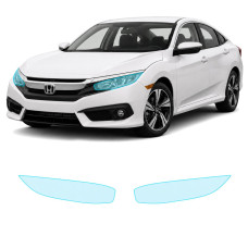 Антигравийная защитная бронепленка по лекалам для Honda Civic X 2015-2018 - оптика (фары и ПТФ)