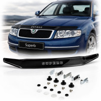 Дефлектор капота мухобойка для Skoda Superb 2001-2008- S-крепление (Vip Tuning)