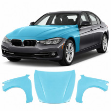 Антигравійна захисна бронеплівка за лекалами для BMW 3 Series F30 facelift 2015-2019 - капот і передні крила