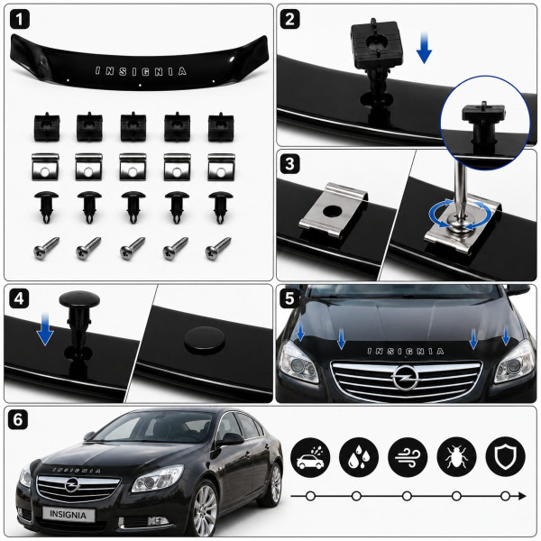 Дефлектор капота мухобойка Opel Insignia 2008- Евро Крепление Vip Tuning (OP23)