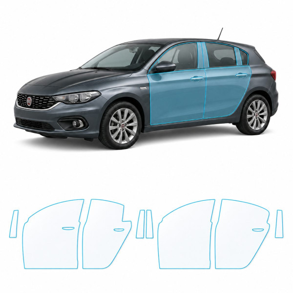 Антигравийная защитная бронепленка по лекалам для Fiat Tipo II 2015-2020 - зоны дверей и стойки окон