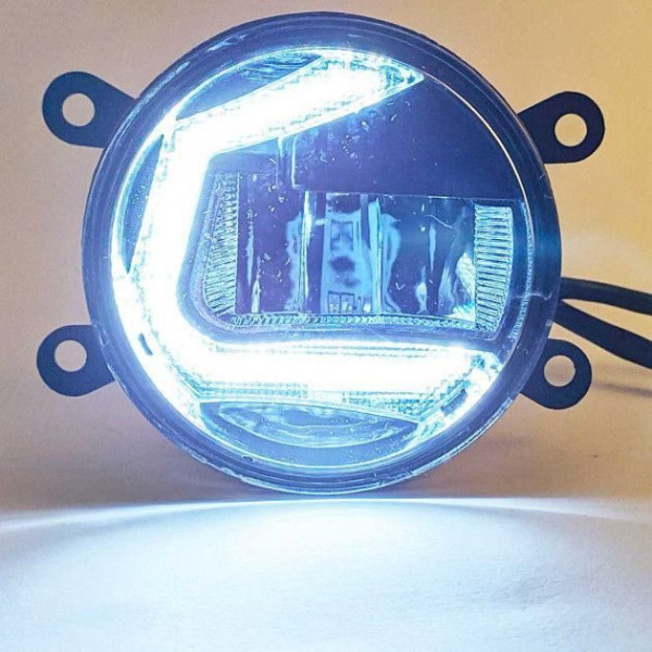 Протитуманні LED Фари круглі / Лінза з ДХО / D87мм / 12V / 6W / 6500K 2 шт