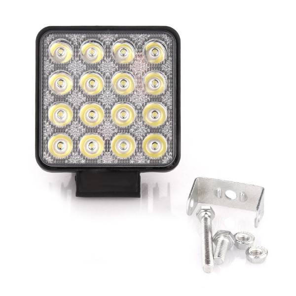 Додаткова LED фара БЕЛАВТО 48W 108x108x58 mm (3W*16) 10-30V Далеке світло 1 шт (1803S)