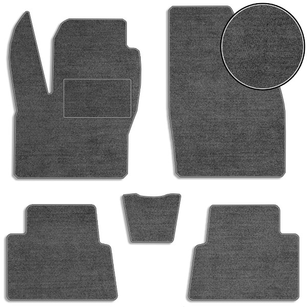 Ворсовые коврики для Ford Kuga 2008-2012 с подпятником Серые 5 шт (Carrera)