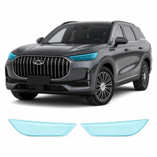 Антигравийная защитная бронепленка по лекалам для Chery Tiggo 9 (PHEV) I 2023- оптика (фары и ПТФ)