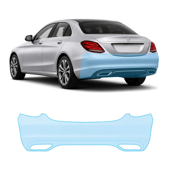 Антигравийная защитная бронепленка по лекалам для Mercedes-Benz C-Class W205 facelift 2018-2021 - задний бампер