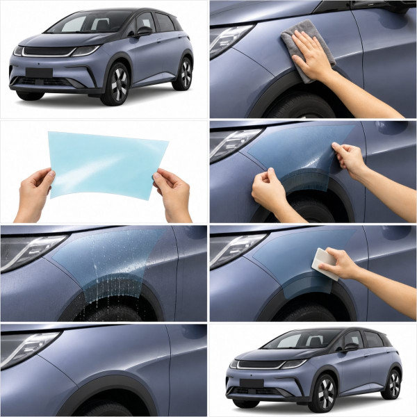 Антигравійна захисна бронеплівка за лекалами для BYD Dolphin I 2021-2024 - задні ліхтарі стопи
