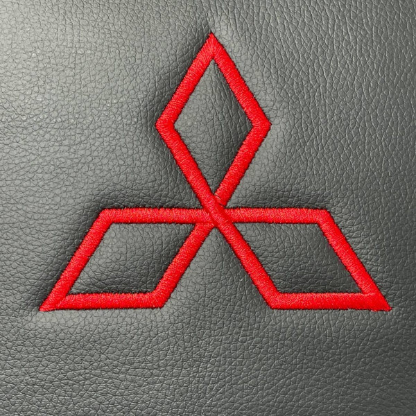 Подушка на підголівник з логотипом Mitsubishi Антара-Екошкіра Чорно-Червона 1 шт
