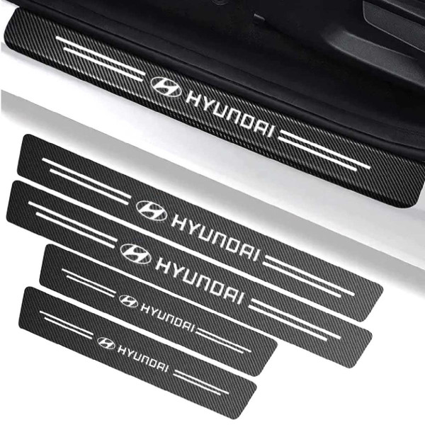 Захисна плівка накладка на пороги для Hyundai Чорний Карбон 4 шт