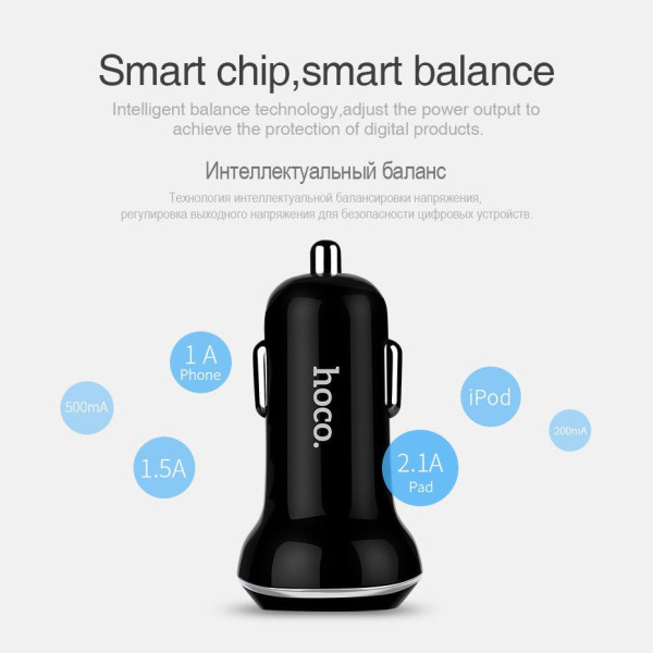 Автомобильное зарядное устройство HOCO Z1 (2USB 2.1A) Черный (Оригинал)