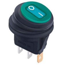 LED Кнопка Переключатель клавишный Круглая 12V ON-OFF 34x23 мм Герметичная (Зеленая Подсветка) №118