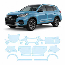 Антигравийная защитная бронепленка по лекалам для Chery Tiggo 8 I 2018-2020 - полный кузов