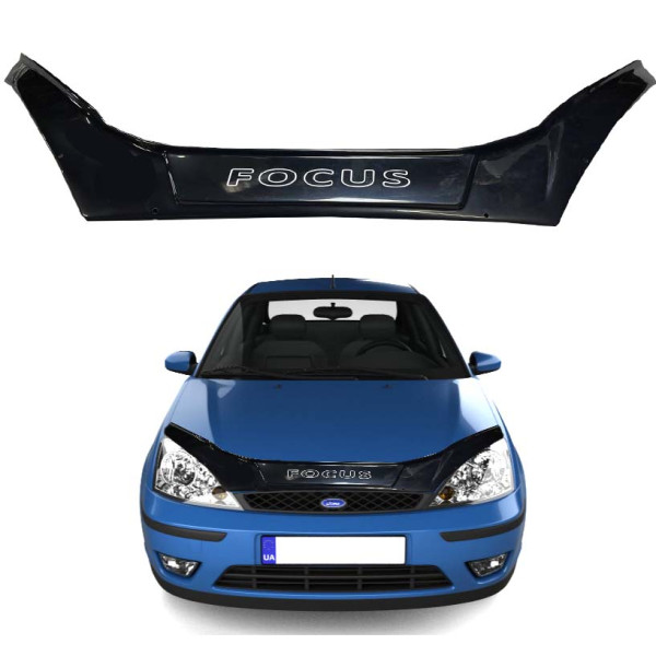 Дефлектор капоту мухобійка для Ford Focus I 1998-2004 Євро кріплення Voron Glass