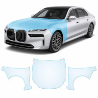 Антигравийная защитная бронепленка по лекалам для BMW 7 Series G70 2022- капот и передние крылья