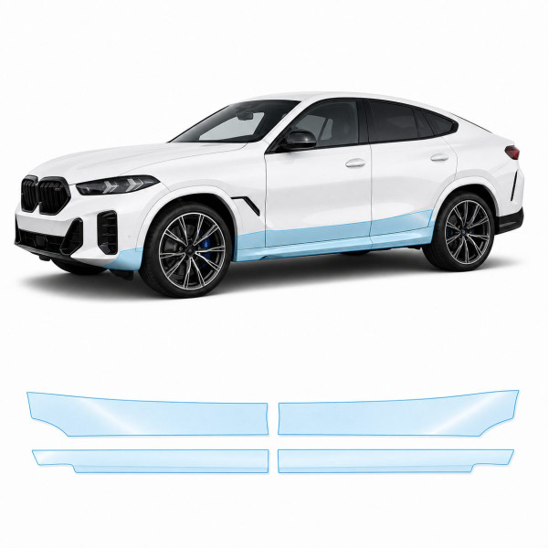 Антигравийная защитная бронепленка по лекалам для BMW X6 G06 facelift 2023- нижняя зона кузова пороги