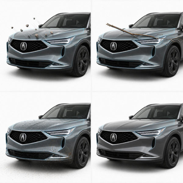 Антигравийная защитная бронепленка по лекалам для Acura MDX YD4 2022 - передняя часть авто (капот бампер фары крылья)