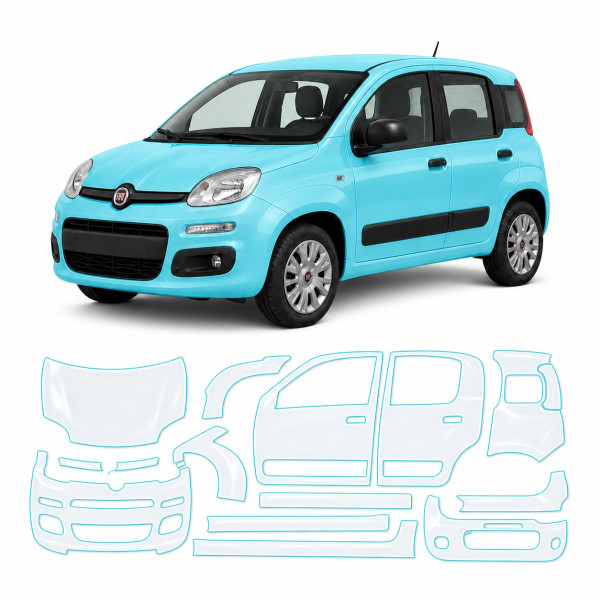 Антигравийная защитная бронепленка по лекалам для Fiat Panda III 2011-2024 - полный кузов