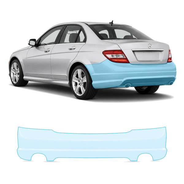 Антигравийная защитная бронепленка по лекалам для Mercedes-Benz C-Class W204 2007-2011 - задний бампер