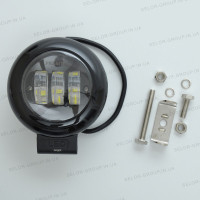 Светодиодная дополнительная LED фара Круглая 115х60 mm / с ДХО / Линзованная / 45W / 15Wх3 / 1 шт