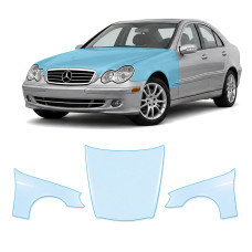 Антигравійна захисна бронеплівка за лекалами для Mercedes-Benz C-Class W203 facelift 2004-2007 - капот і передні крила