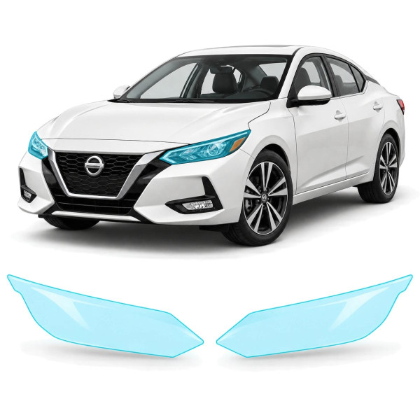 Антигравійна захисна бронеплівка за лекалами для Nissan Sentra B18 2020-2023 - оптика (фари та ПТФ)