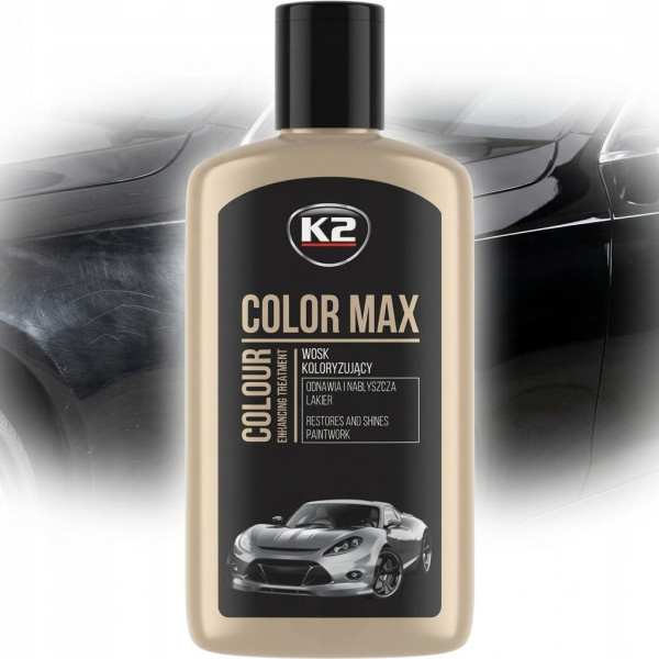 Поліроль для кузова крем K2 Color Max приховує подряпини та підсилює колір 250 мл Чорний
